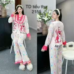 Đồ bộ latin quần dài xoè ống áo tay dài cổ viền có nơ cột