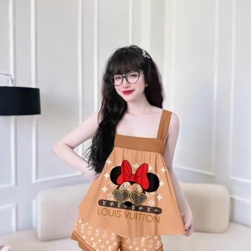 Đồ bộ latin siêu mát mặc nhà quần đùi áo hai dây in hình dể thương