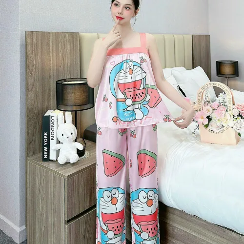 Đồ bộ latin siêu mát quần dài áo  hai dây bản in nhiều hình dễ thương