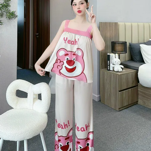 Đồ bộ latin siêu mát quần dài áo  hai dây bản in nhiều hình dễ thương