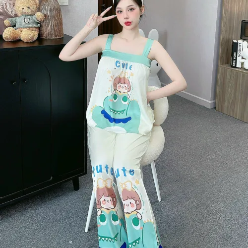 Đồ bộ latin siêu mát quần dài áo  hai dây bản in nhiều hình dễ thương