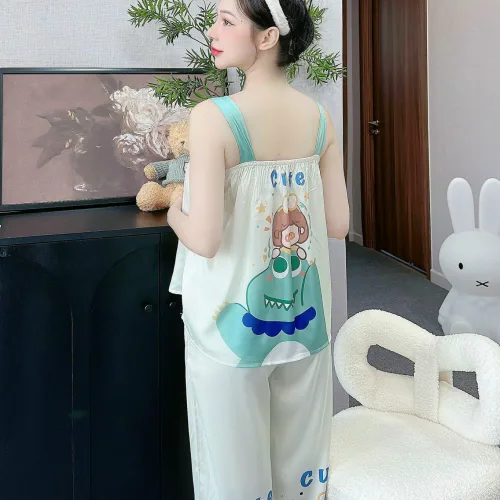 Đồ bộ latin siêu mát quần dài áo  hai dây bản in nhiều hình dễ thương
