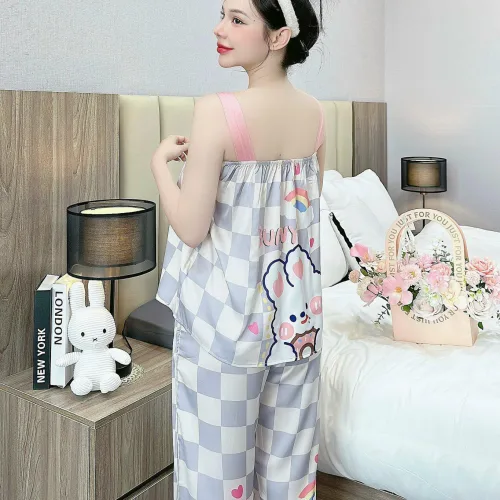 Đồ bộ latin siêu mát quần dài áo  hai dây bản in nhiều hình dễ thương