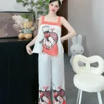 Đồ bộ latin siêu mát quần dài áo  hai dây bản in nhiều hình dễ thương