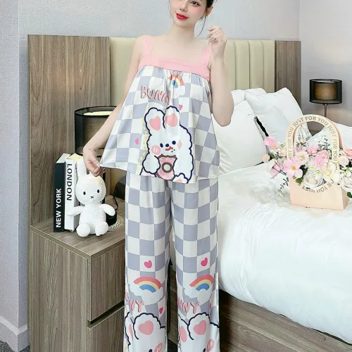 Đồ bộ latin siêu mát quần dài áo  hai dây bản in nhiều hình dễ thương