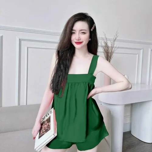 Đồ bộ latin siêu mát  quần đùi áo hai dây trơn