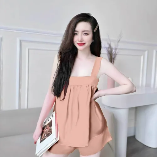 Đồ bộ latin siêu mát  quần đùi áo hai dây trơn