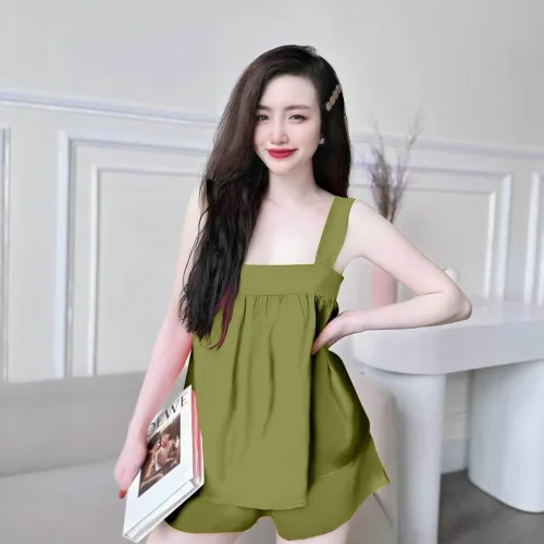 Đồ bộ latin siêu mát  quần đùi áo hai dây trơn