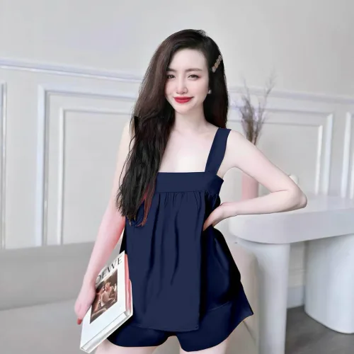 Đồ bộ latin siêu mát  quần đùi áo hai dây trơn