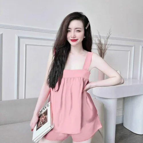 Đồ bộ latin siêu mát  quần đùi áo hai dây trơn