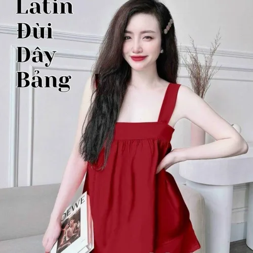 Đồ bộ latin siêu mát  quần đùi áo hai dây trơn