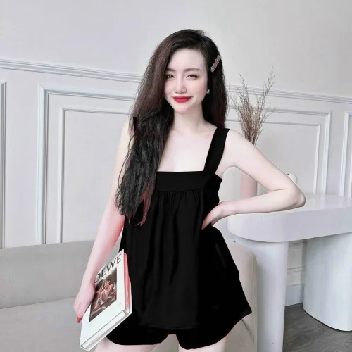 Đồ bộ latin siêu mát  quần đùi áo hai dây trơn