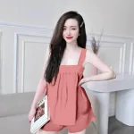 Đồ bộ latin siêu mát  quần đùi áo hai dây trơn