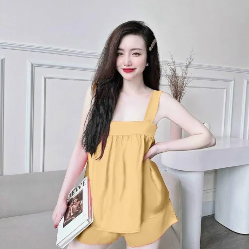 Đồ bộ latin siêu mát  quần đùi áo hai dây trơn