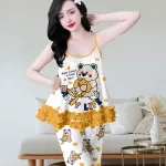 Đồ bộ latin siêu mát quần lửng áo  hai dây  có bèo nhiều hoạ tiết