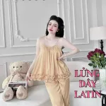 Đồ bộ latin siêu mát quần lửng áo  hai dây trơn có bèo