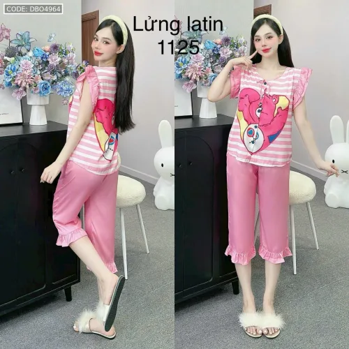 Đồ bộ latin siêu mát quần lửng áo sát nách bèo