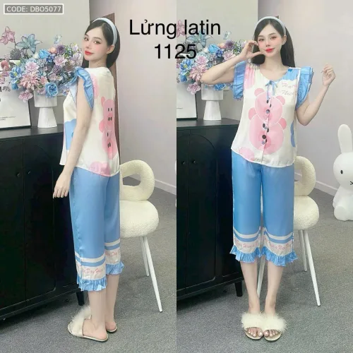 Đồ bộ latin siêu mát quần lửng áo sát nách bèo nhiều hình dễ thương