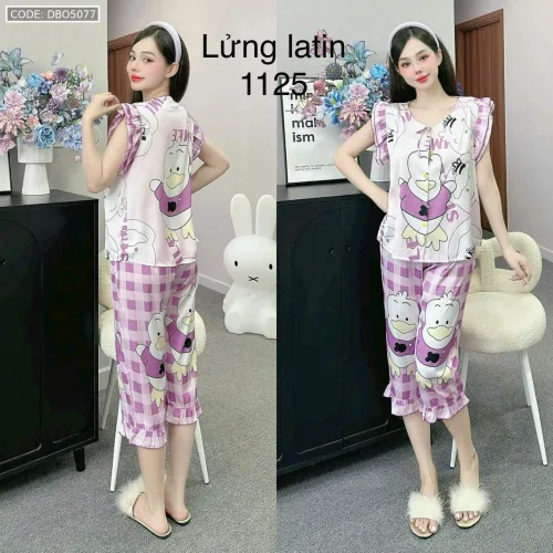 Đồ bộ latin siêu mát quần lửng áo sát nách bèo nhiều hình dễ thương
