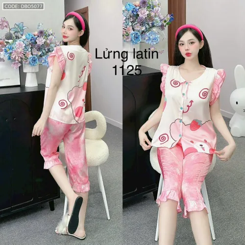 Đồ bộ latin siêu mát quần lửng áo sát nách bèo nhiều hình dễ thương
