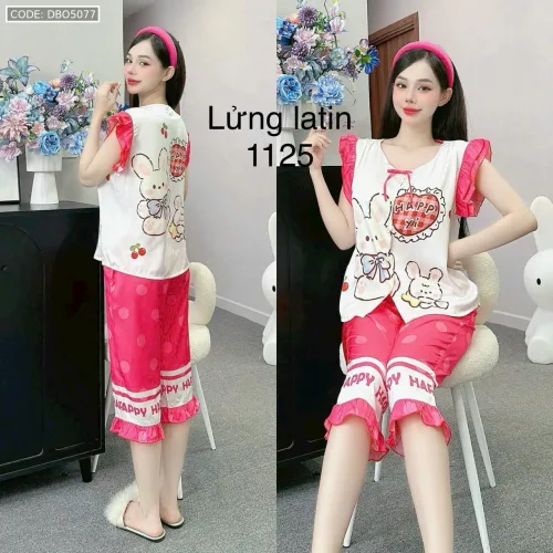 Đồ bộ latin siêu mát quần lửng áo sát nách bèo nhiều hình dễ thương