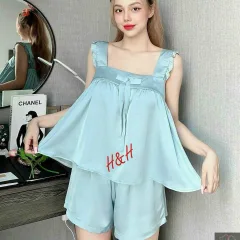 Đồ bộ latin trơn siêu mát áo trơn thắt nơ
