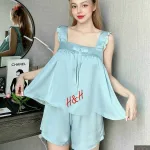 Đồ bộ latin trơn siêu mát áo trơn thắt nơ