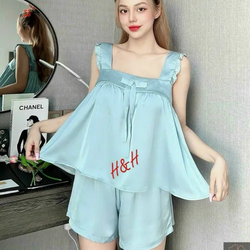 Đồ bộ latin trơn siêu mát áo trơn thắt nơ