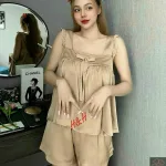 Đồ bộ latin trơn siêu mát áo trơn thắt nơ