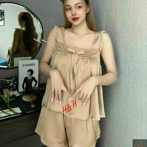 Đồ bộ latin trơn siêu mát áo trơn thắt nơ