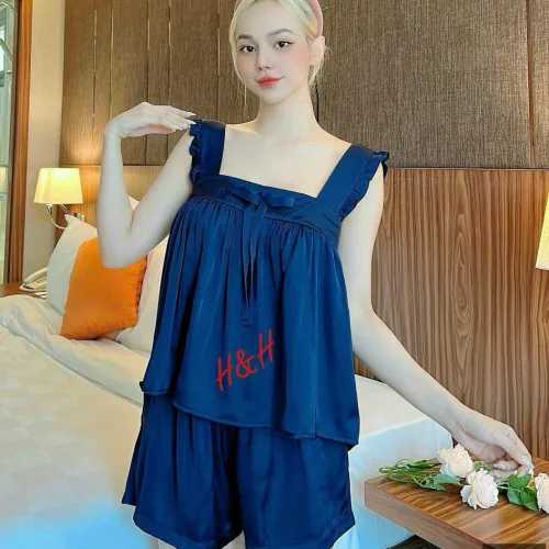 Đồ bộ latin trơn siêu mát áo trơn thắt nơ