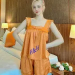 Đồ bộ latin trơn siêu mát áo trơn thắt nơ