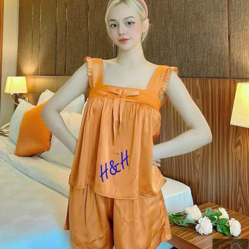 Đồ bộ latin trơn siêu mát áo trơn thắt nơ