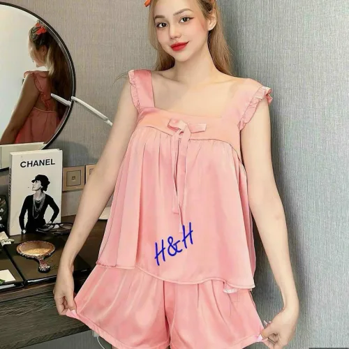 Đồ bộ latin trơn siêu mát áo trơn thắt nơ