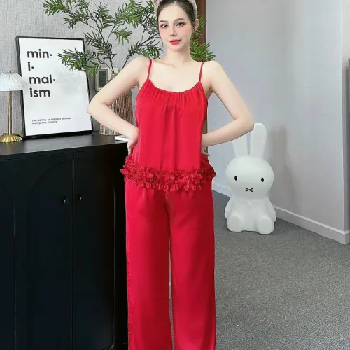 Đồ bộ latin trơn siêu mát mặc nhà quần dài áo hai dây
