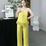 Đồ bộ latin trơn siêu mát mặc nhà quần dài áo hai dây