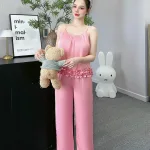 Đồ bộ latin trơn siêu mát mặc nhà quần dài áo hai dây