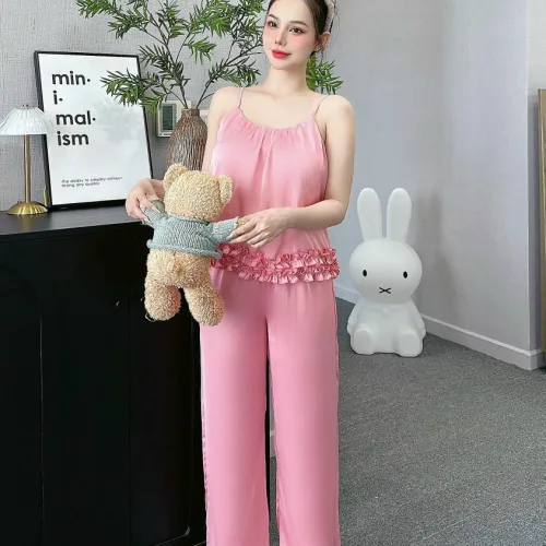 Đồ bộ latin trơn siêu mát mặc nhà quần dài áo hai dây