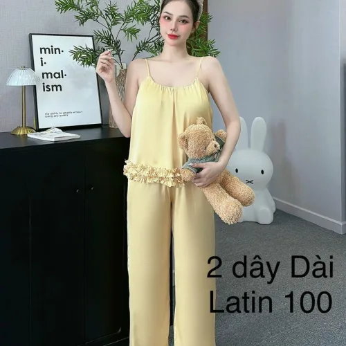 Đồ bộ latin trơn siêu mát mặc nhà quần dài áo hai dây