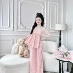 Đồ bộ latin trơn siêu mát quần dài áo  hai dây bản