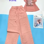Đồ bộ mặc nhà quần dài caro áo ba lỗ in chữ R