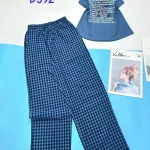 Đồ bộ mặc nhà quần dài caro áo ba lỗ in chữ R