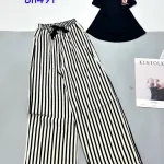 Đồ bộ mặc nhà quần dài carô và sọc áo ba lỗ