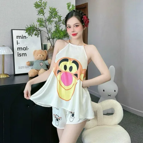 Đồ bộ mặc nhà siêu mát quần đùi latin áo yếm