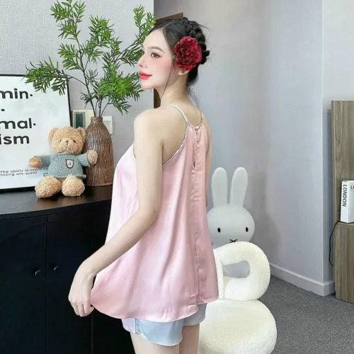 Đồ bộ mặc nhà siêu mát quần đùi latin áo yếm