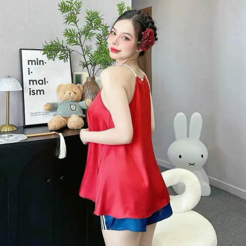 Đồ bộ mặc nhà siêu mát quần đùi latin áo yếm