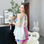 Đồ bộ mặc nhà siêu mát quần đùi latin áo yếm in hình