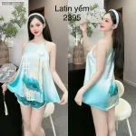 Đồ bộ mặc nhà siêu mát quần đùi latin áo yếm nhiều bông lớn