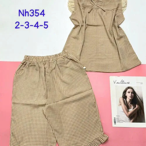 Đồ bộ mặc nhà vải kate quần lửng áo sát nách bèo
