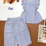 Đồ bộ mặc nhà vải kate quần lửng áo sát nách bèo form đại